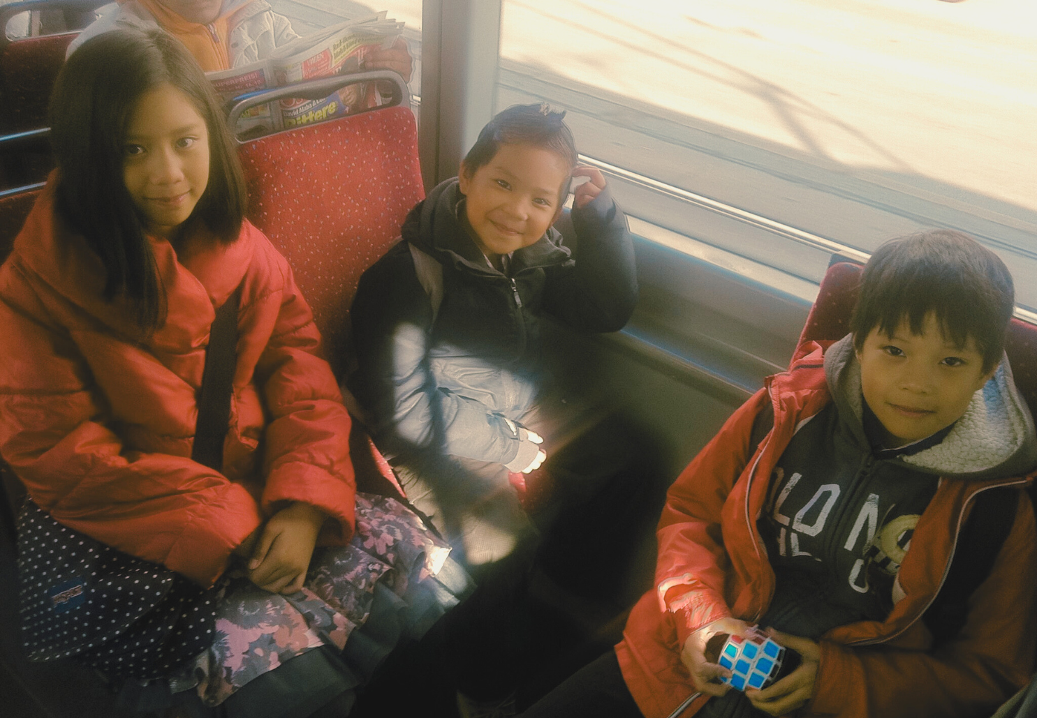 From A Mother's Memory Bank, kids in the tram